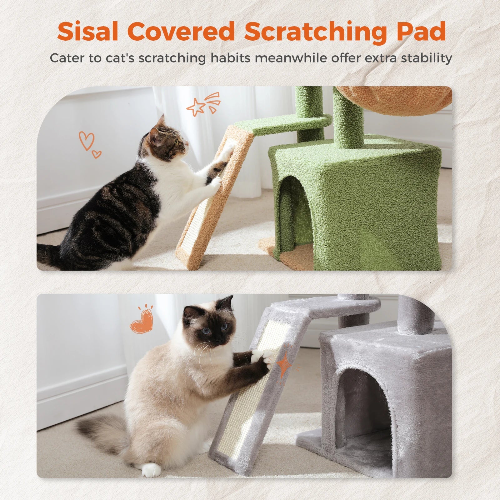 Flower Cat Tree for Indoor Small Cat Tower with Sisal Scratching Ramp Cozy Hammock and Removable Top Perch Cat Condo Kittens Toy