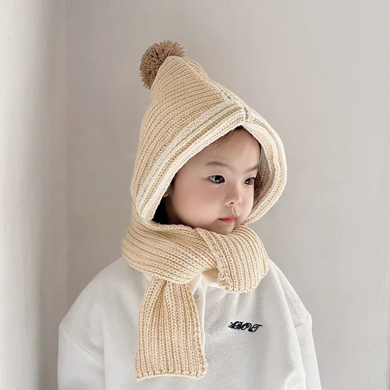 Knitted Kids' Hats for Fall and Winter - Cashmere Caps for Boys and Girls with Pointed Ears Design