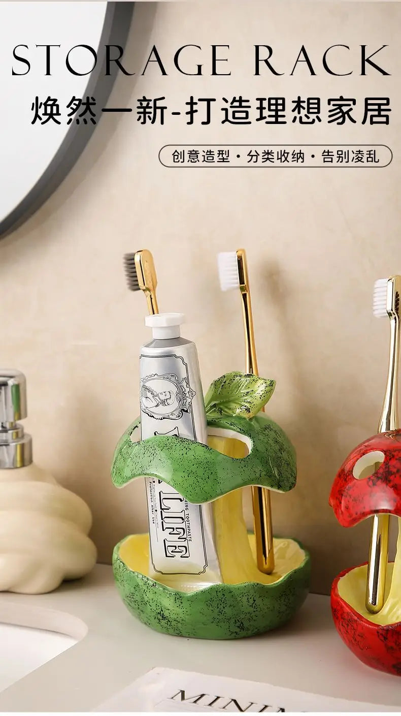Bathroom electric toothbrush and toothpaste storage rack Ceramic bathroom washstand Dental storage rack