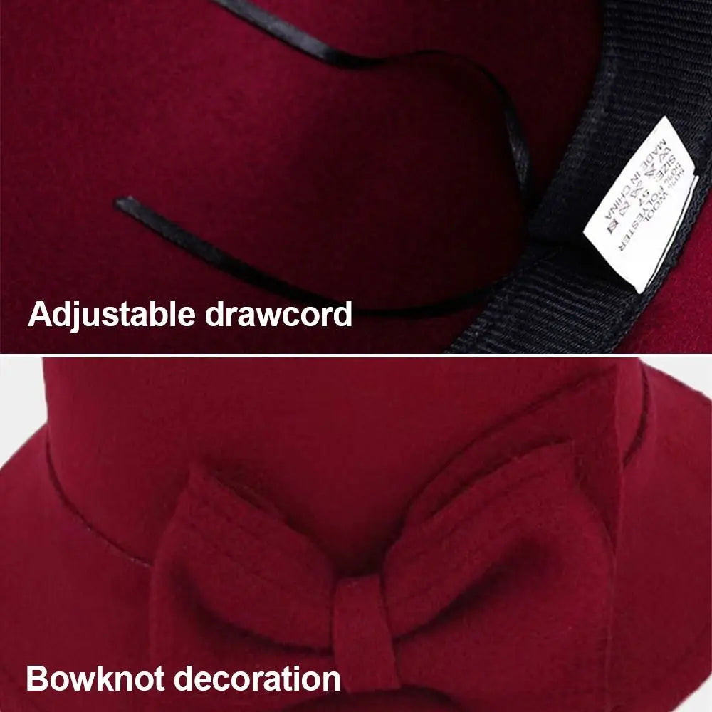 Cap Girl Brim Bowler Fedora Hats Wool Felt Bucket Cap Church Bowler Cloche Hats Women Vintage Retro Hat Autumn Winter Warm Hat