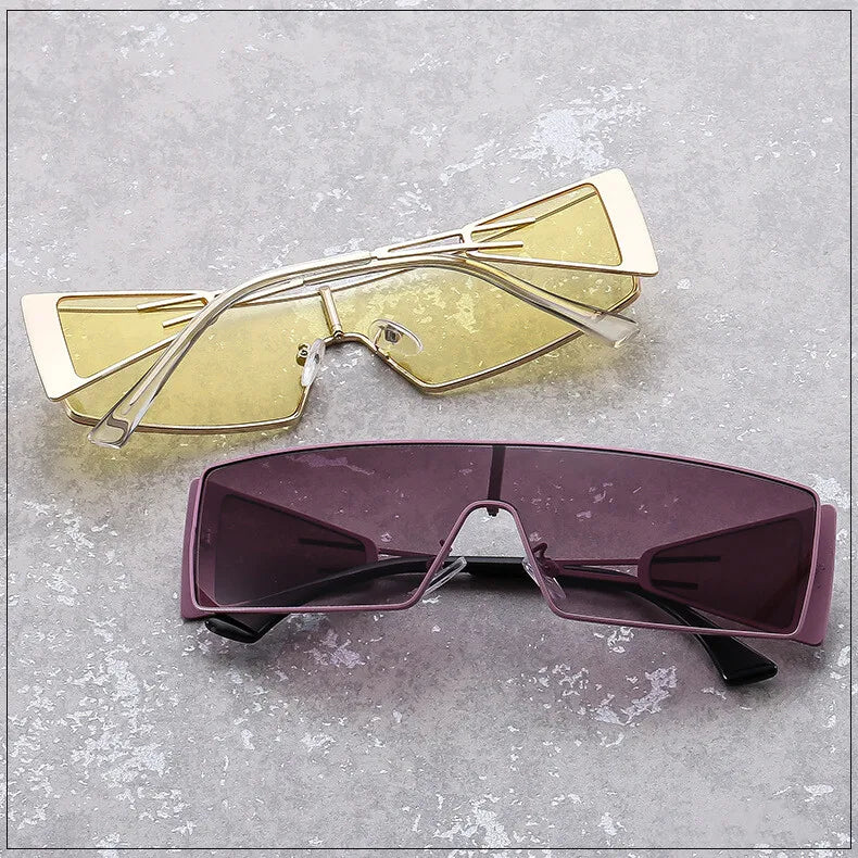 2024 Sense Of Technology Sunglasses Trendy New In One-piece Lens Goggle Ladies Outdoors Riding Sports Metal Suneyeglass 301150