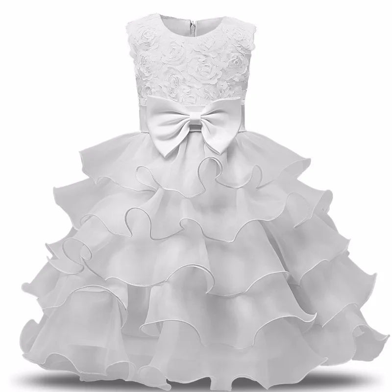 Elegant Dress For Girls Sleeveless Flower Ruffles Gown For Kids Wedding Prom Bridesmaid Birthday Party First Communion Dress