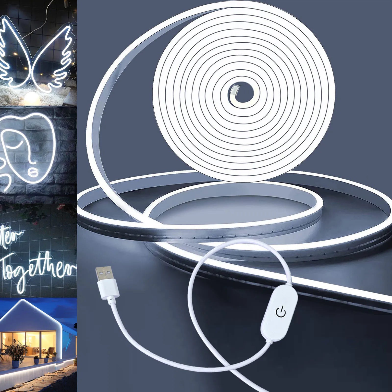 LED Strip Neon Light USB DC 5V Dimmable Touch Sensor Switch Flexible Silicone Neon Sign Tape Waterproof For Outdoor Home Decor