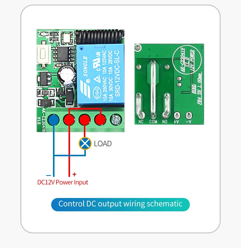 433Mhz Remote Control Wireless Switch DC 12V 1CH RF 10A Relay Receiver and 2CH Transmitter For Door Electromagnetic Lock