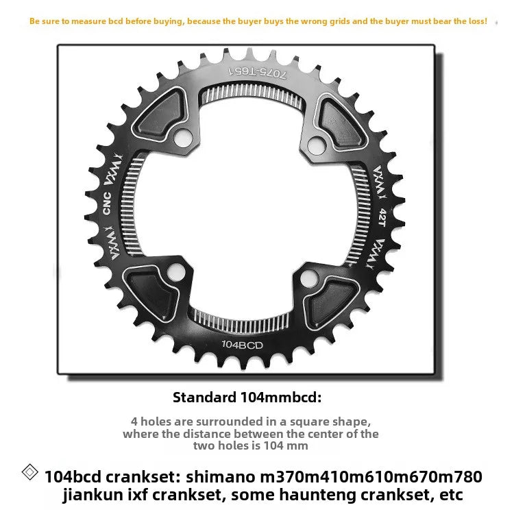 Bike 104BCD Elliptic mountain bike 32T 34T 36T 38T modified plus and minus teeth single tooth disc bycicle accesories Crank
