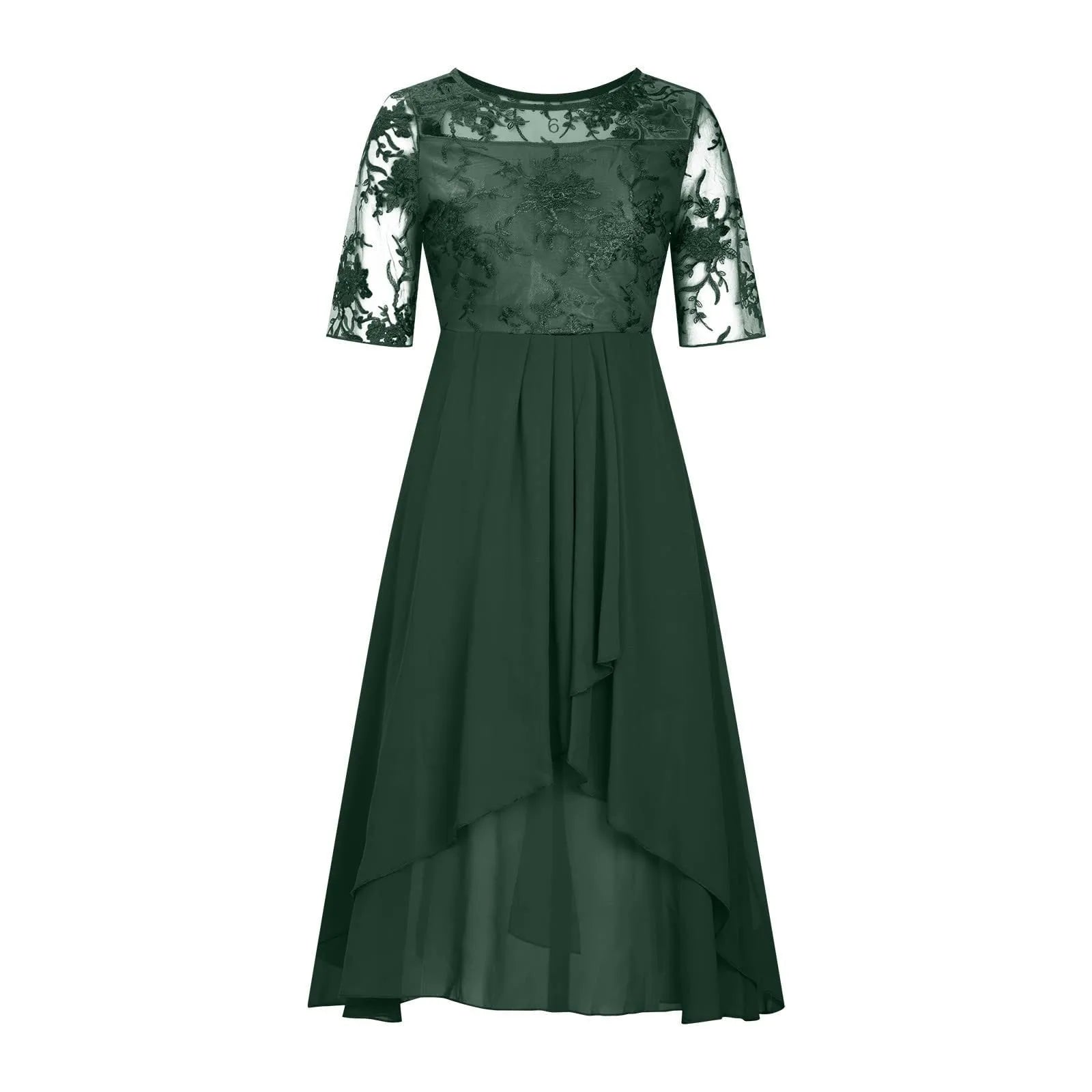 Elegant Formal Party Dress Embroidery Chiffon Round Collar Short Sleeve Luxury Dress Bridesmaid Evening Dresses Vestidos платье