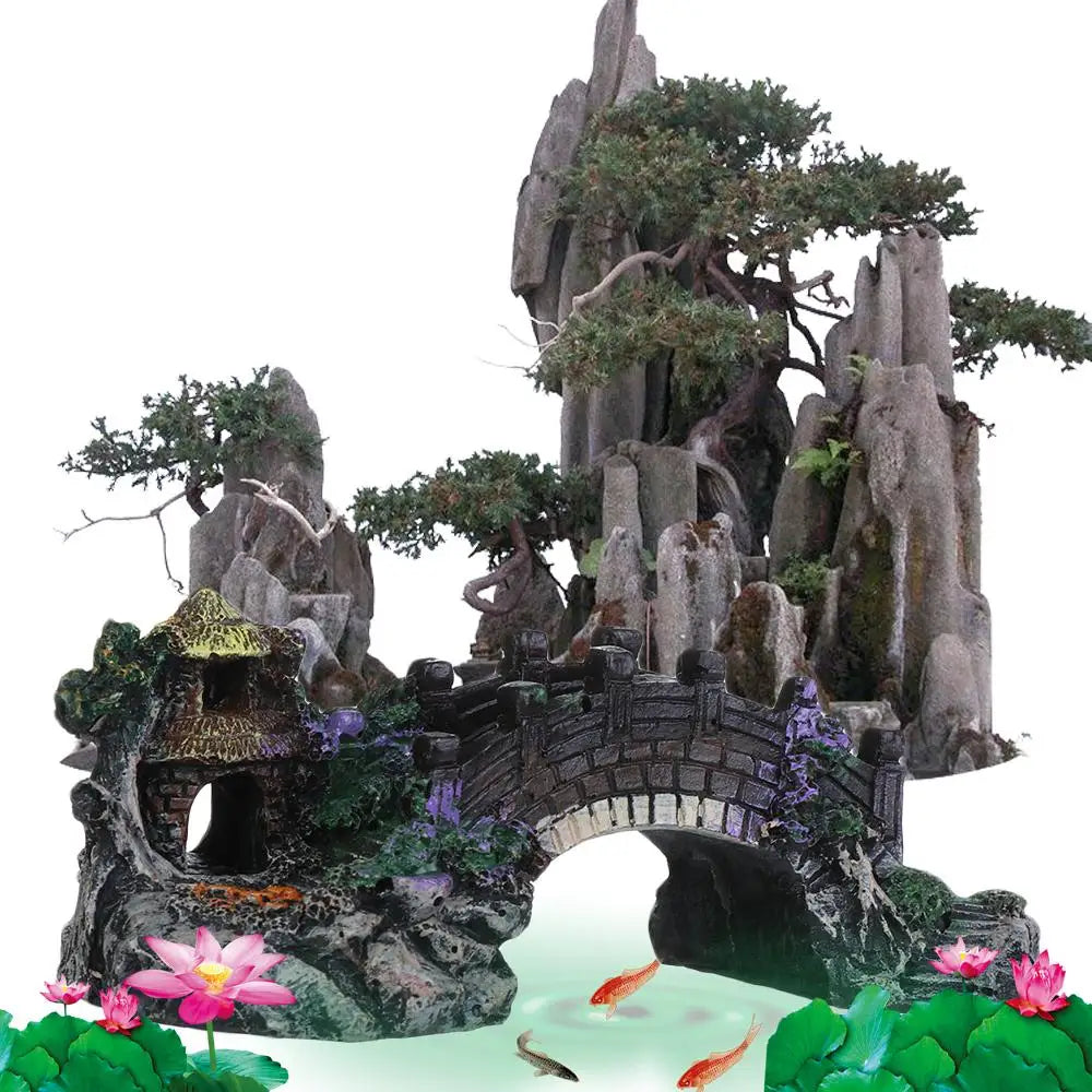 New Accessories Aquatic Pet Supplies Resin Aquarium Ornaments Fish Tank Ornament Artificial Bridge Rockery Fake Landscaping