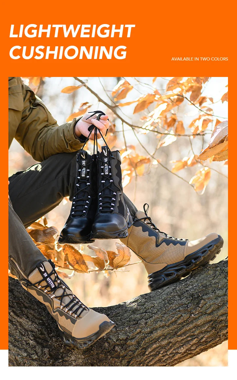 New Fashion 2024 Men Boots Safety Shoes Security Steel Toe Cap Military Boots Working Steel Toe Anti-Smashing Men's Work Boots