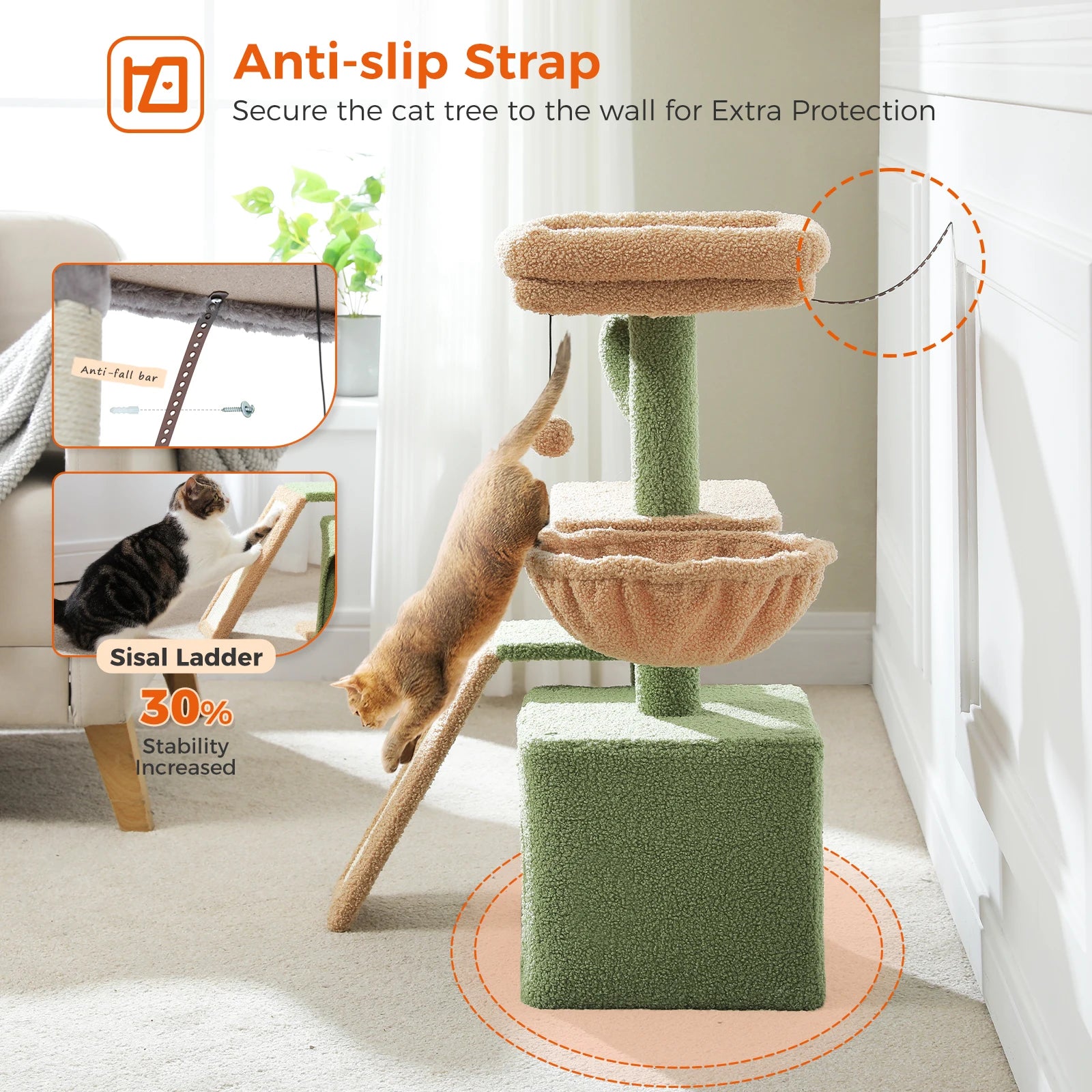 Flower Cat Tree for Indoor Small Cat Tower with Sisal Scratching Ramp Cozy Hammock and Removable Top Perch Cat Condo Kittens Toy