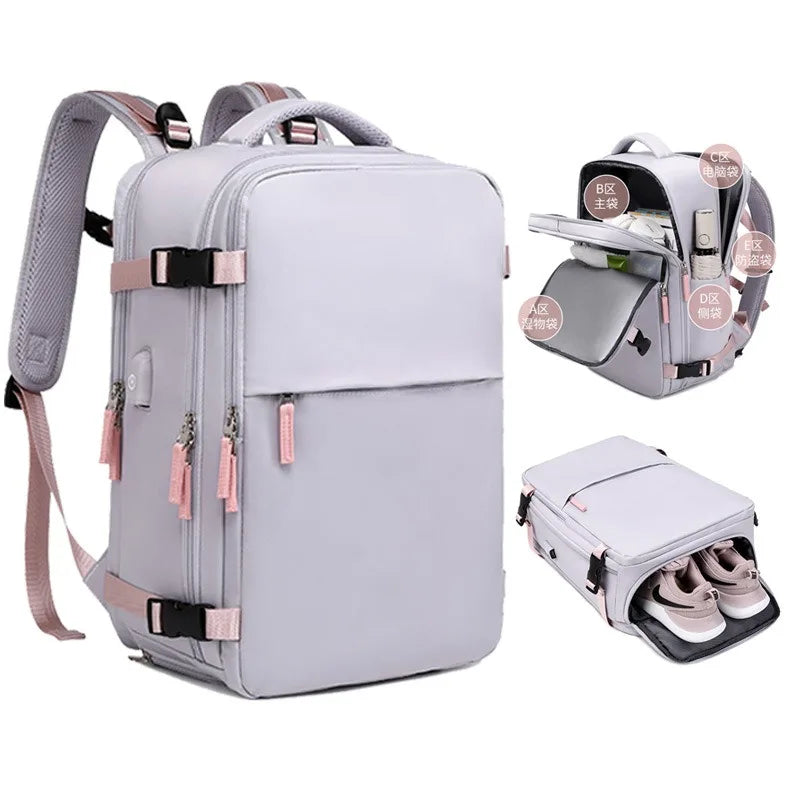 Travel Double-shoulder Backpack. Large Capacity and Multifunctional. Suitable for Ladies and Male Students. Travel Bag