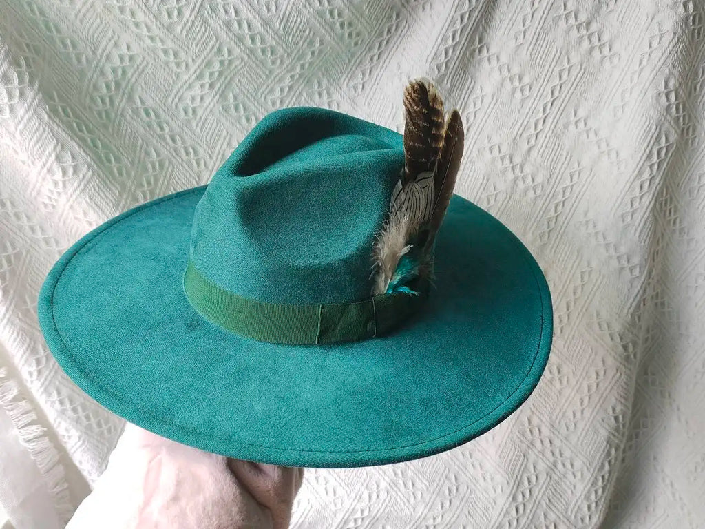 Retro Men's Suede Hats Wide Brim Feather Felt Fedoras Women's Hats Church Jazz Hats Panama Cowboy Hats Wholesale sombrero hombre