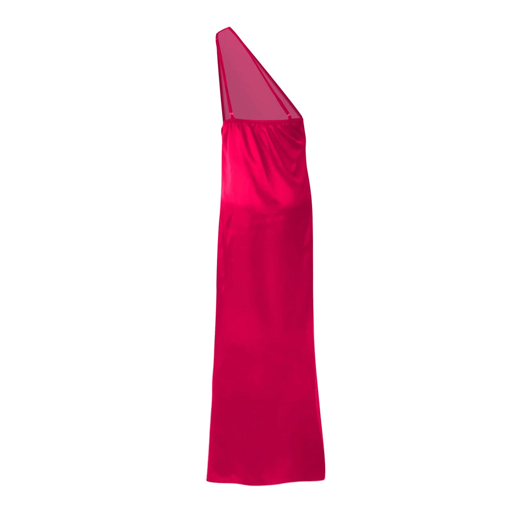 Sexy dresses for women Satin Backless Slim party Long Dress One Shoulder HighSplit Cocktail dress Wedding evening dresses elbise