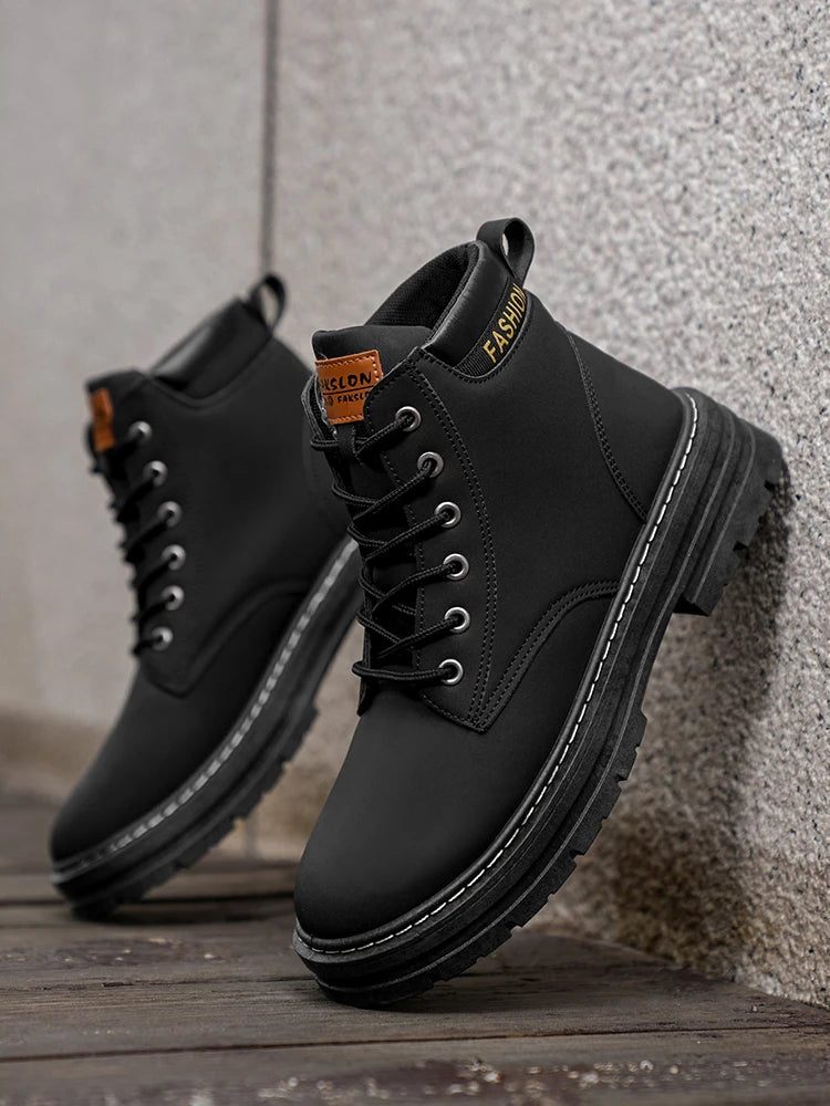 Men's Fashionable High-Top Yellow Boots Casual Shoes Outdoor Off-Road Hiking Boots Trendy Comfortable Footwear