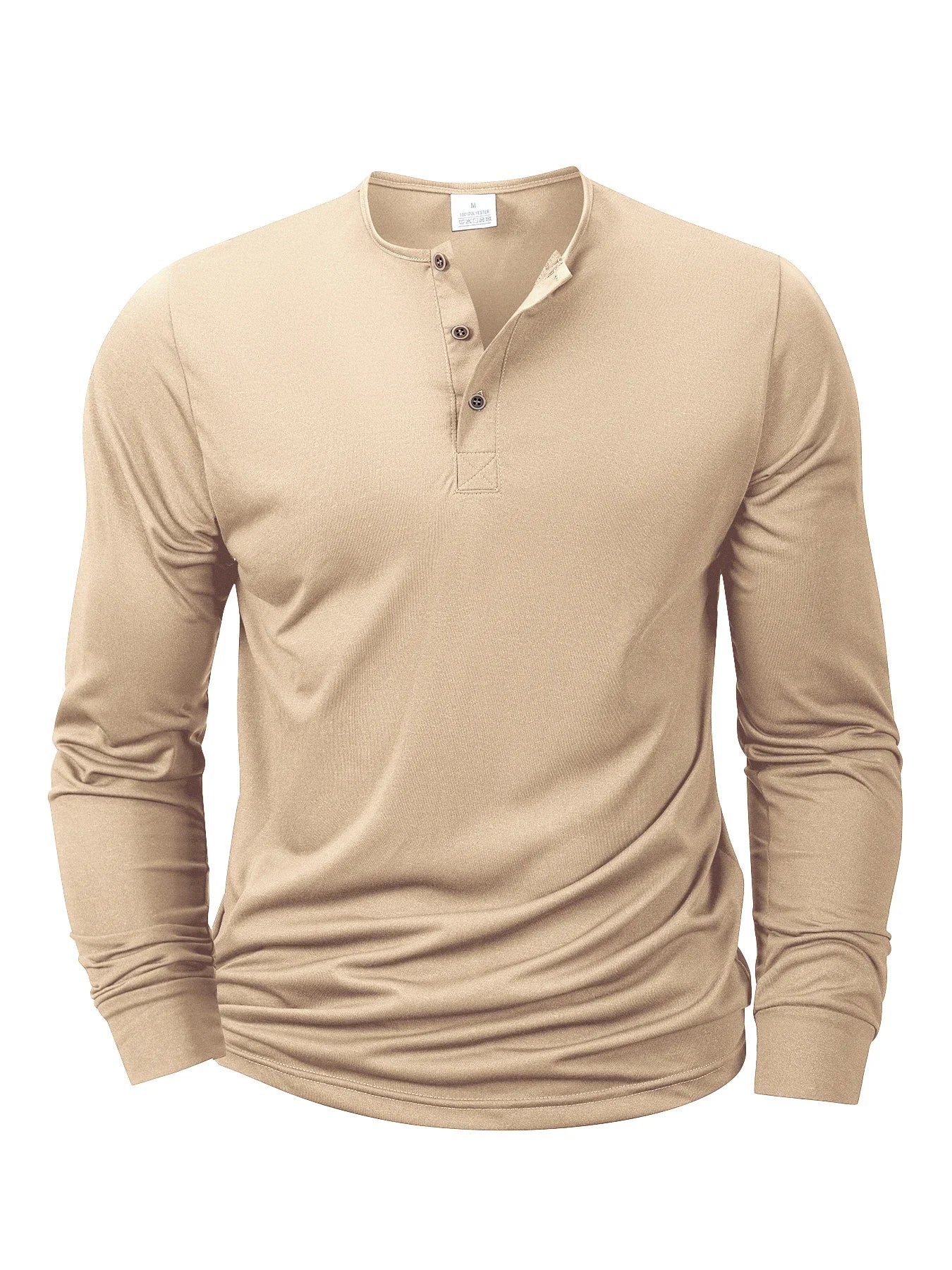 Mens Long Sleeve Henley Neck T-shirt Slim Fit Bottoming Tshirt Casual Button Shirt Comfortable Fitness Tee Cozy Top
