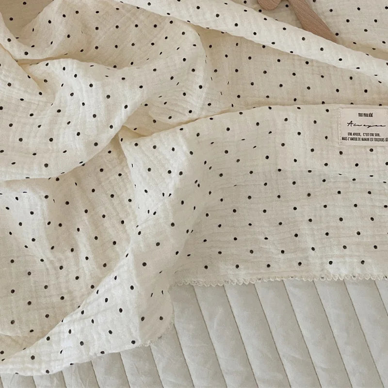 2-3 Layers Baby Blankets Bear Dots Print Cotton Gauze Muslin Swaddle Wrap Newborn Infant Bedding Sleeping Receving Blanket