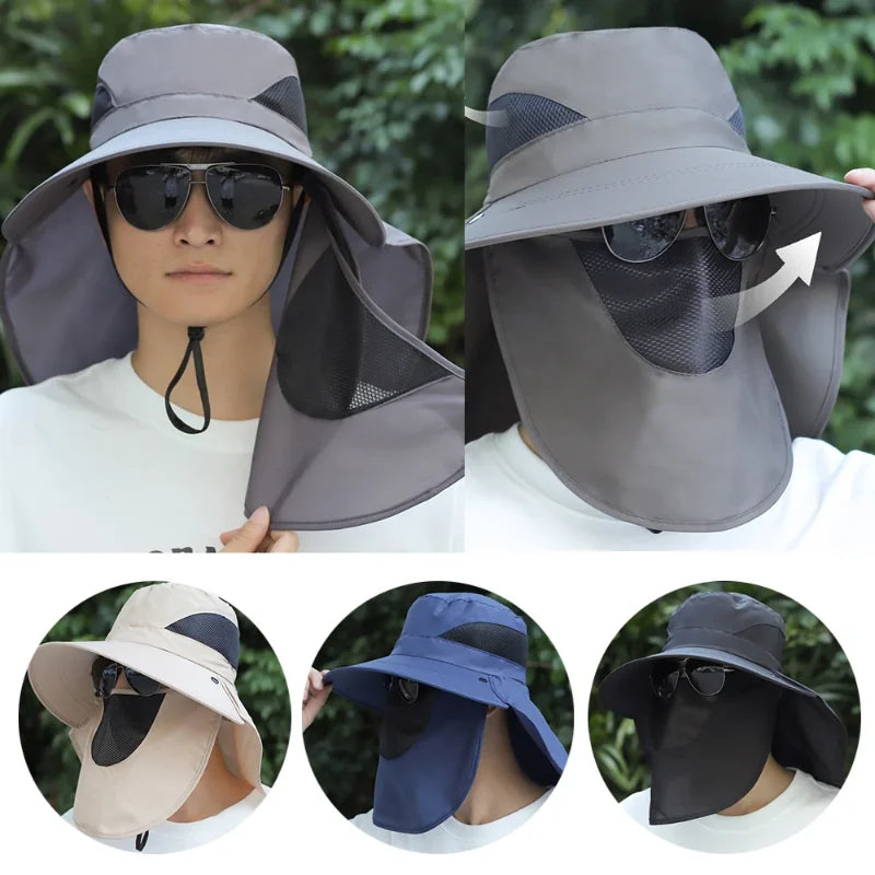 Summer Sun Hats Outdoor Fishing Hats Men's And Women's Camping Visors Bucket Hats Neck Flap Bucket Hats
