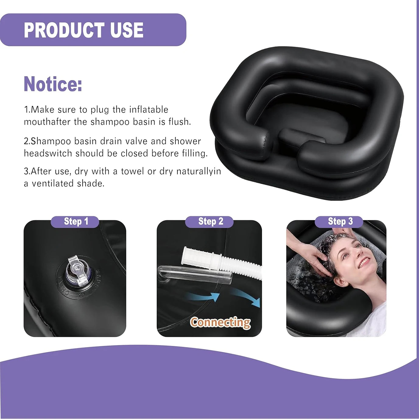 Home Care,Camping, Emergency Bathroom Bedside Hair Basin Sitting or Lying Washing For Pregnant Women Mothers the Elderly Patient