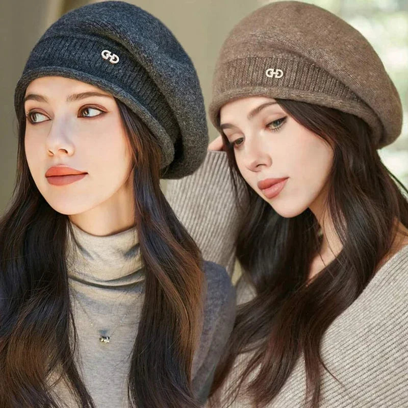 Autumn and winter fashionable women's hats, elegant berets, warm and windproof pile hats, comfortable and versatile