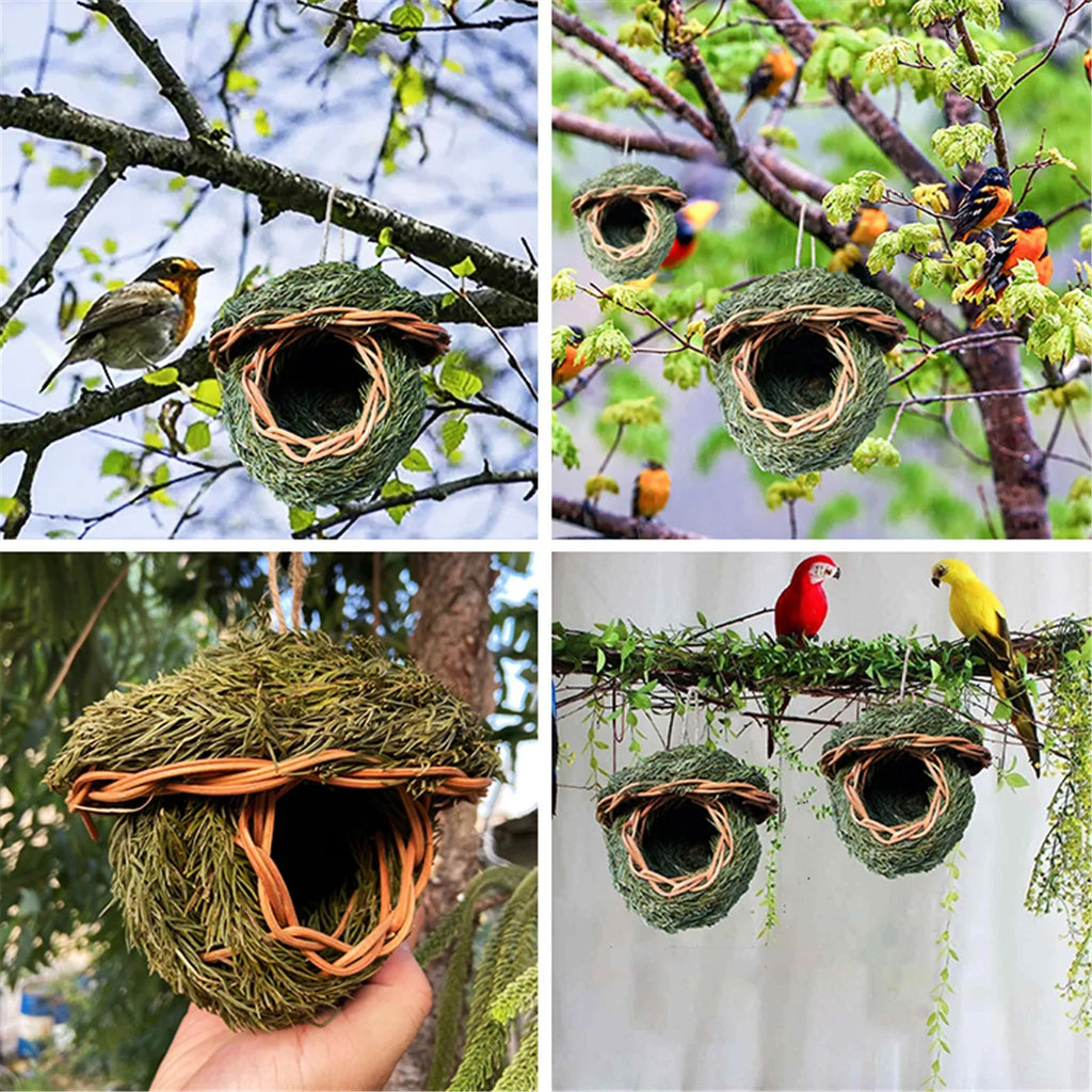 Creative Handwoven Bird House Outdoor Garden Natural Grass Style Hanging Birdhouse Funny Birdcage Hummingbird house