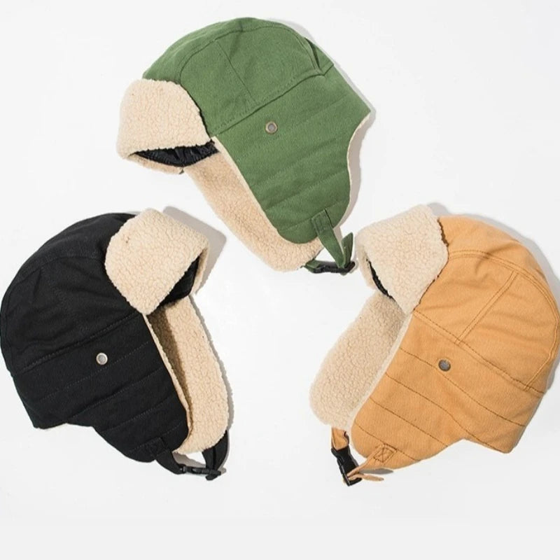 Men's and Women's Winter Lei Feng Hats, Fashionable and Trendy Ear Protection Hats, Warm Cotton Hats, Pilot Motorcycle Hats