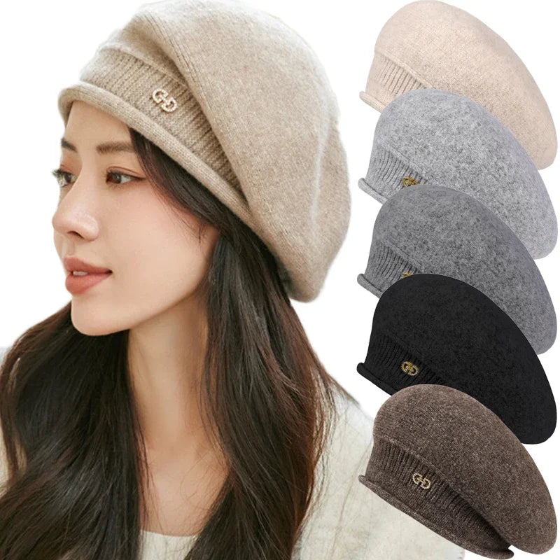 Autumn and winter fashionable women's hats, elegant berets, warm and windproof pile hats, comfortable and versatile