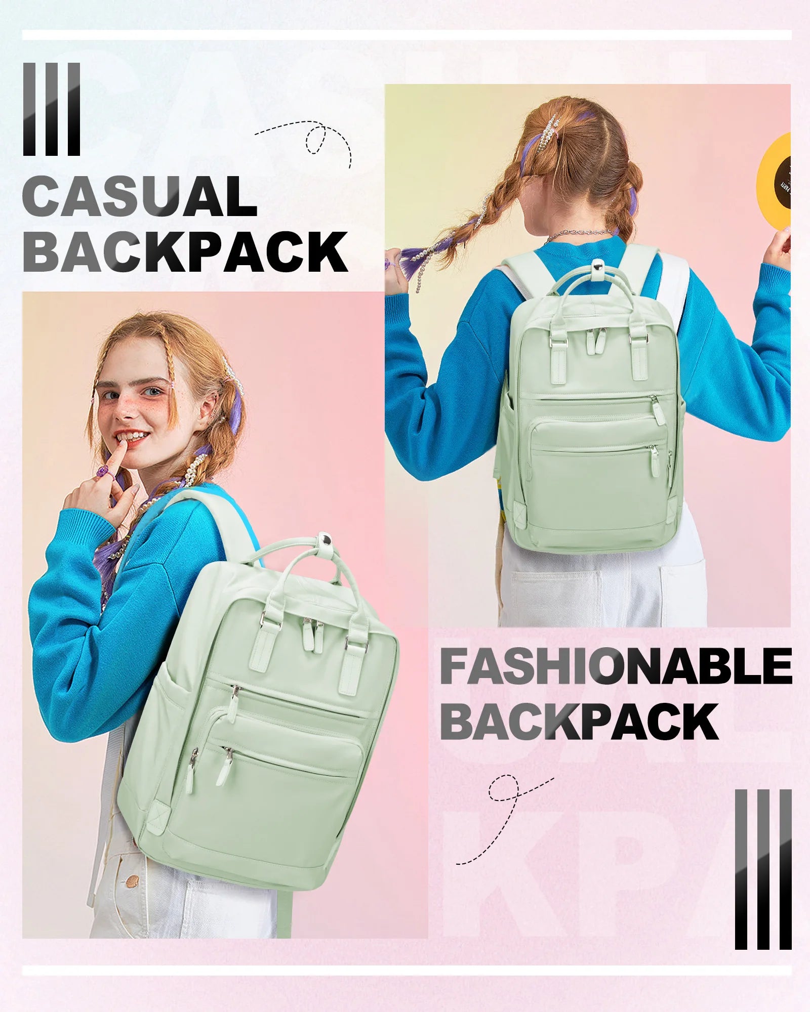 Travel backpack, ladies large capacity short-distance travel bag, college students computer backpack, duffel bag, multi-color