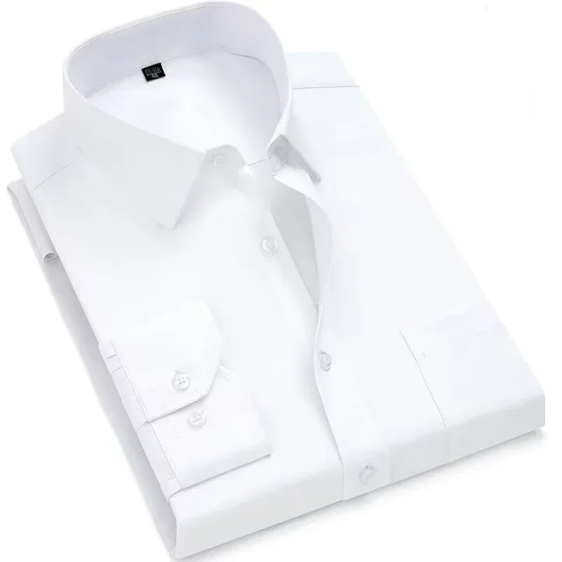 Mens Fashion Long Sleeve Shirts Cotton Spring Autumn Slim Fit White Blue Black Smart Male Casual Shirt Solid Clothing KOACUS