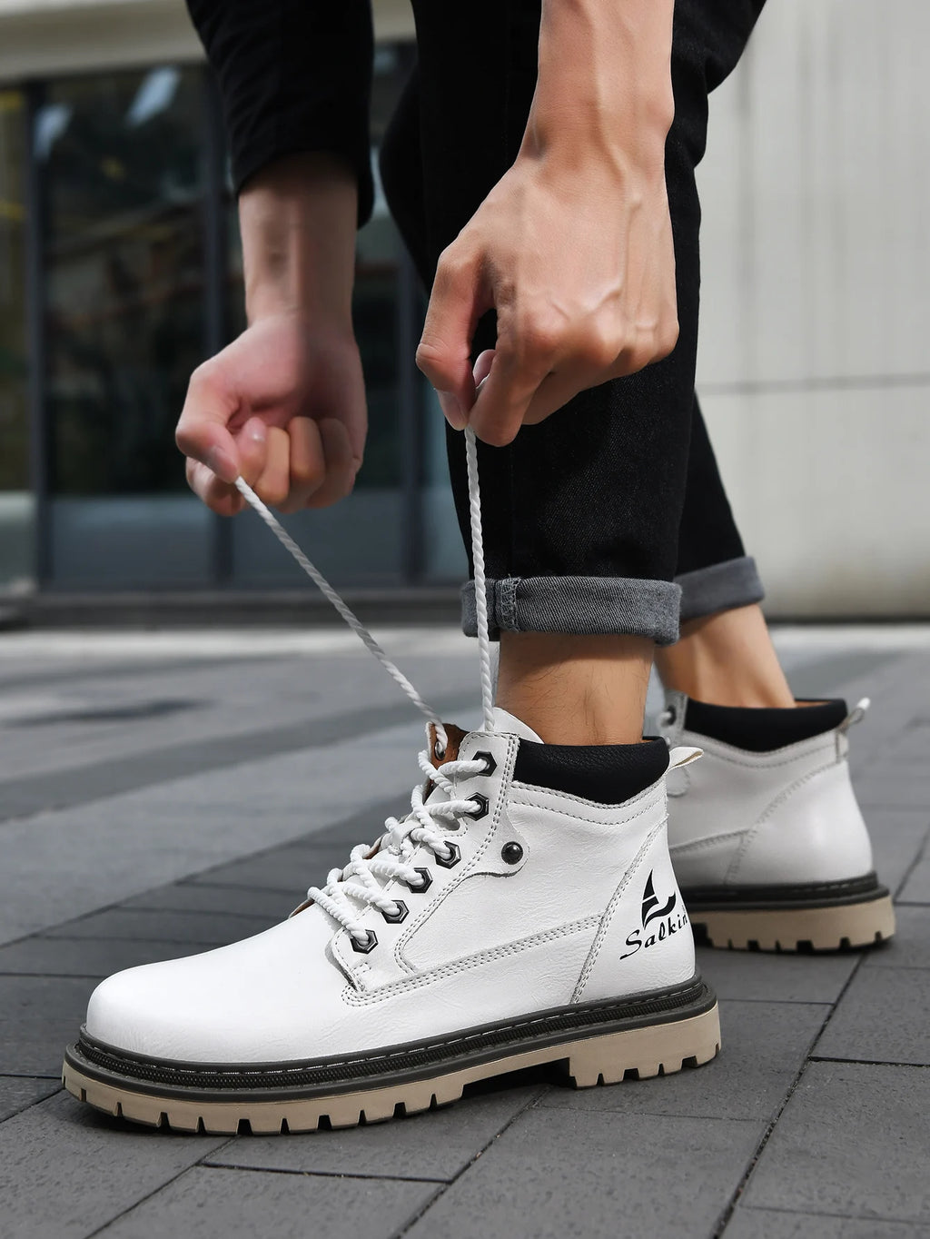 Handmade Men Boots Ankle Winter Leather Shoes Autumn Outdoor Hiking Boots Sneakers Hombres Botas High Top Footwear Anti Slip