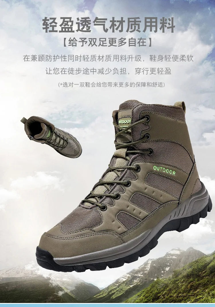 Men Outdoor Boots Winter Ankle Boots Warm Popular Footwear Male Suede Casual Snow Shoes Leather Walking Shoes Hunting Boot