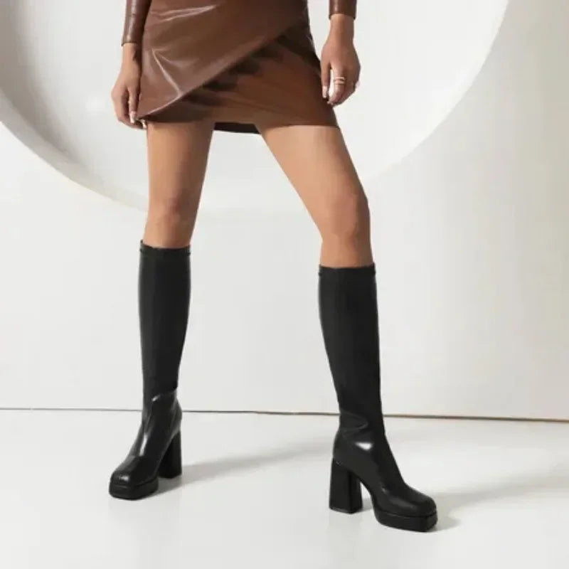Boots Winter Shoes For Women Round Toe Luxury Designer Clogs Platform Sexy Thigh High Heels High Sexy Stiletto Low 2025 Fashion