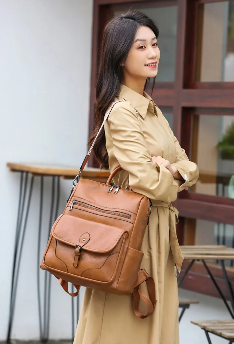 Backpack Purse for Women Purse Travel Backpack Fashion Designer Ladies Shoulder Bags  PU Leather Fashion Anti-theft Rucksack
