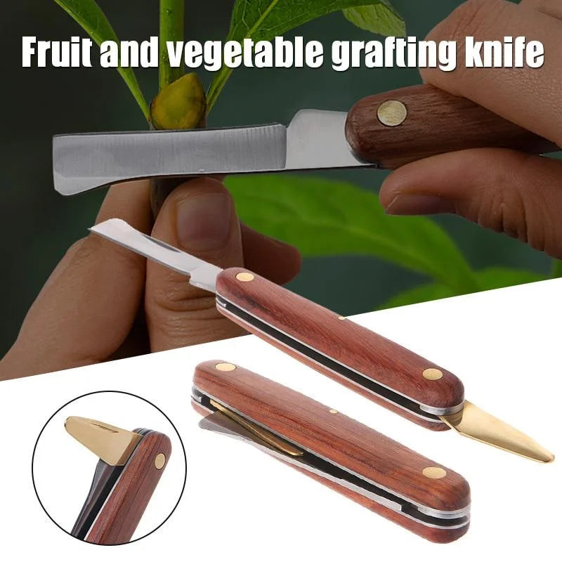 Garden Tools Foldable Grafting Pruning Knife Professional Garden Grafting Cutter Tree Pruning Stainless Steel Wooden Knife Tool