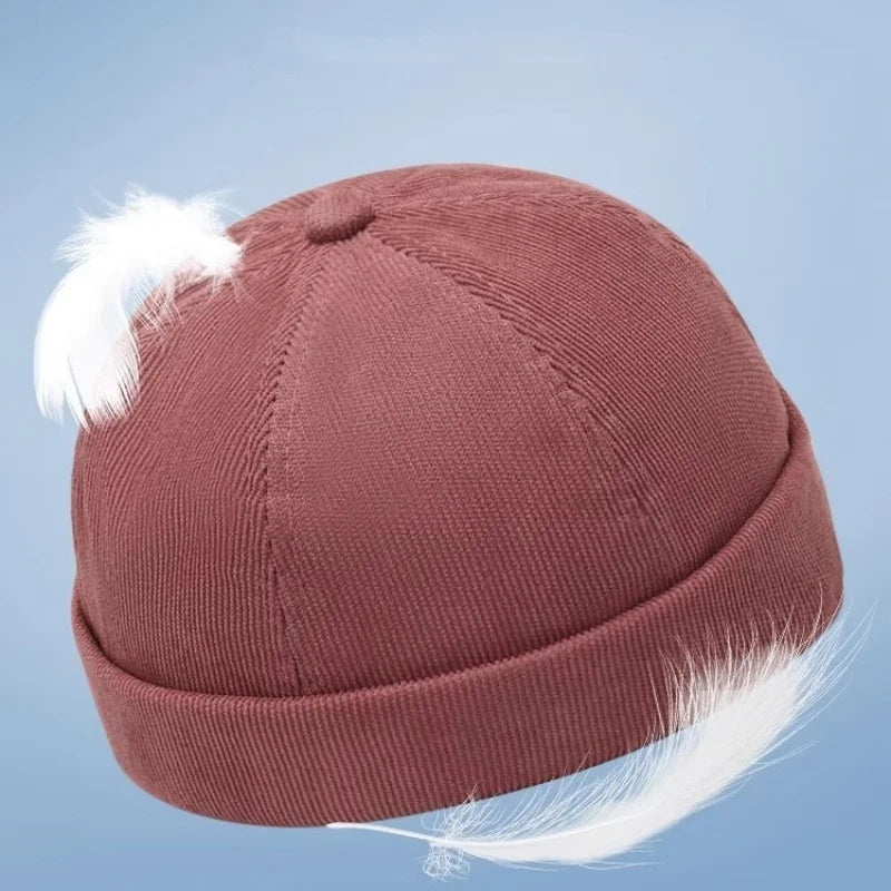 Beanie Hat Hip Hop Hats Bonnet Homme Winter Hat For Women Brimless Skullies Cap Men's Solid Color Street Vintage Portable Hats