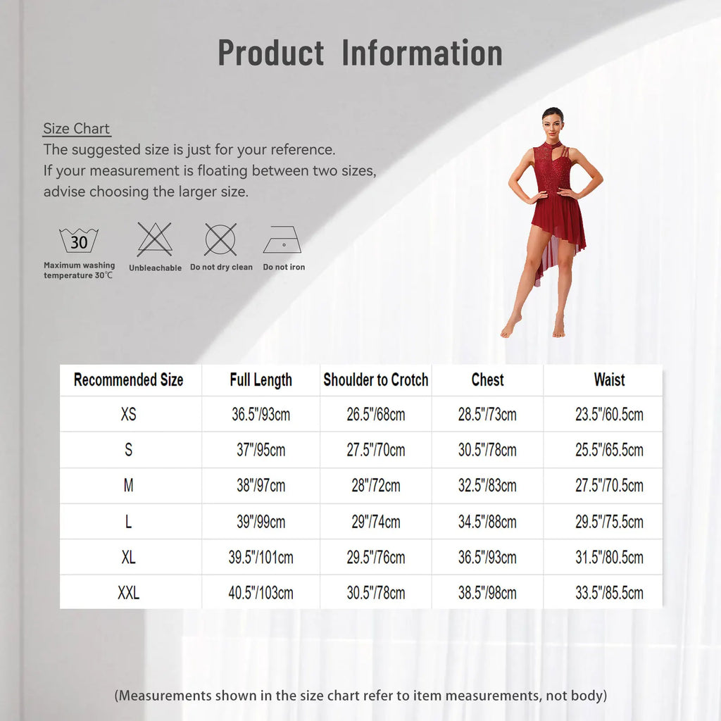 Women Modern Lyrical Dance Performance Costume Floral Lace Rhinestones Leotard Dress for Waltz Latin Cha-cha Ballet Skating
