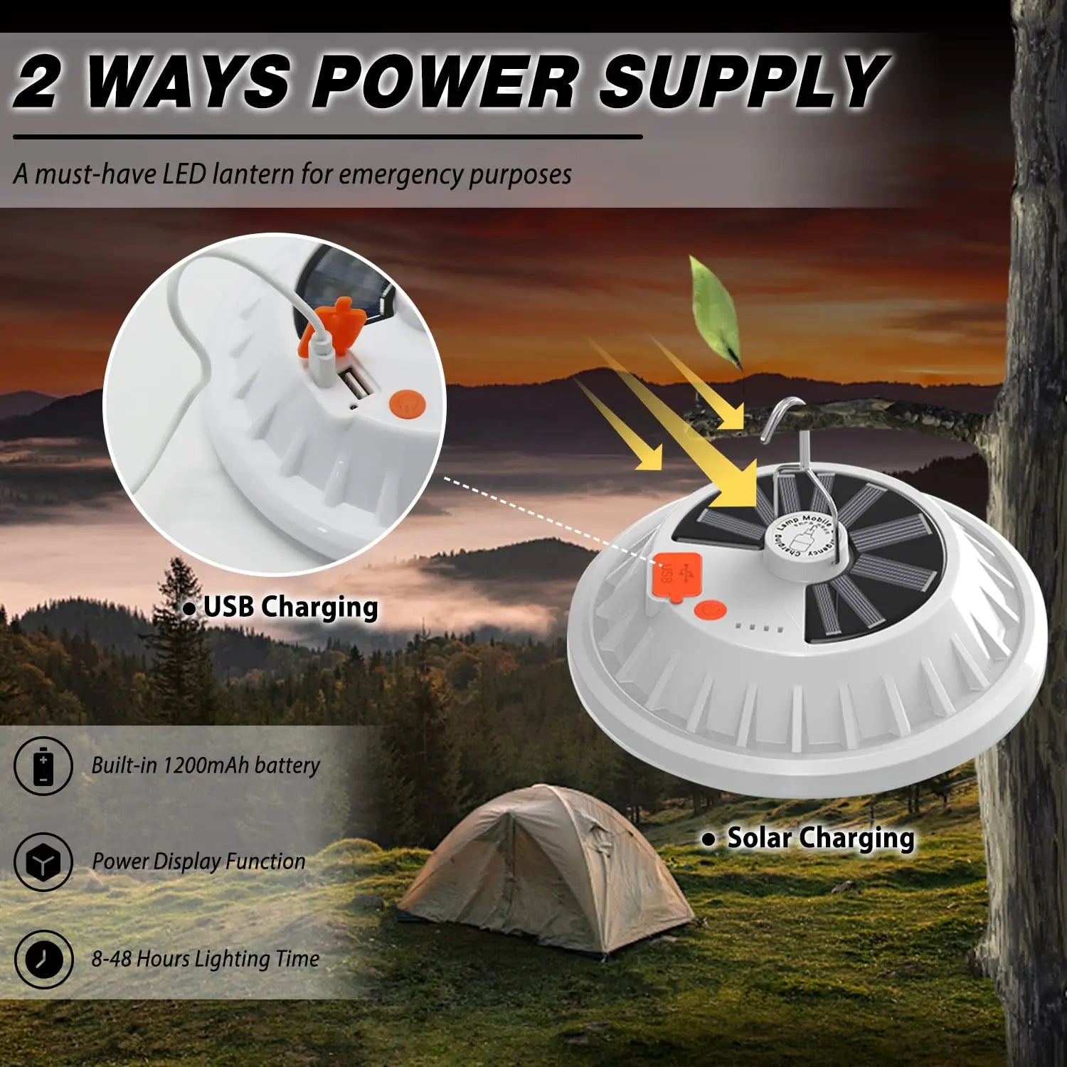 Portable Camping Light Power Bank LED Camping Lanterns Handheld Waterproof Outdoor Tent Light Rechargeable Floodlight Flashlight