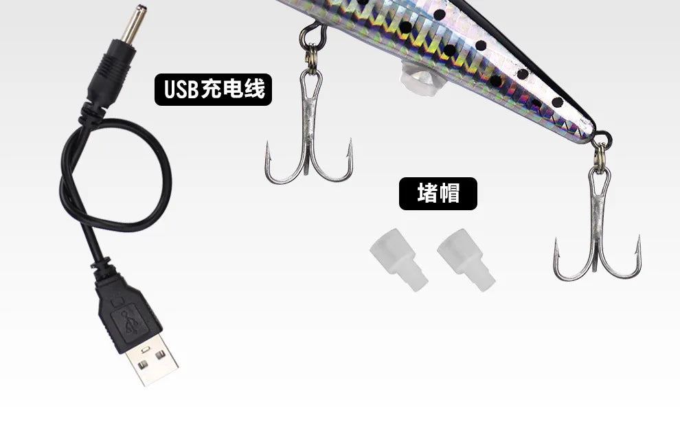 Simulated Fishing Lures Bait Electric Life-like Vibrate Fishing Lures USB Rechargeable Flashing LED Light Throw Luminous Bait