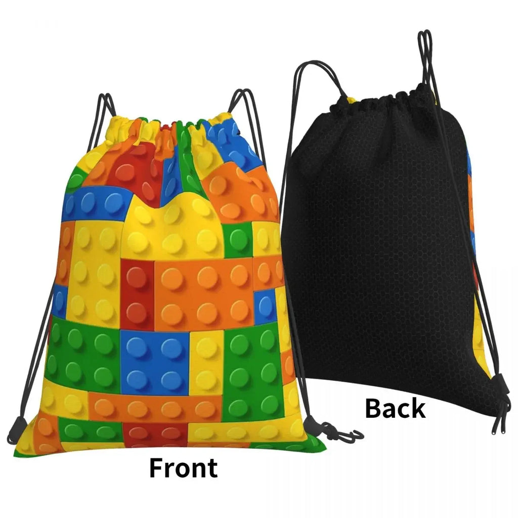 Building Blocks Construction Brick Backpacks Portable Drawstring Bags Drawstring Bundle Pocket Sundries Bag Book Bags For Travel