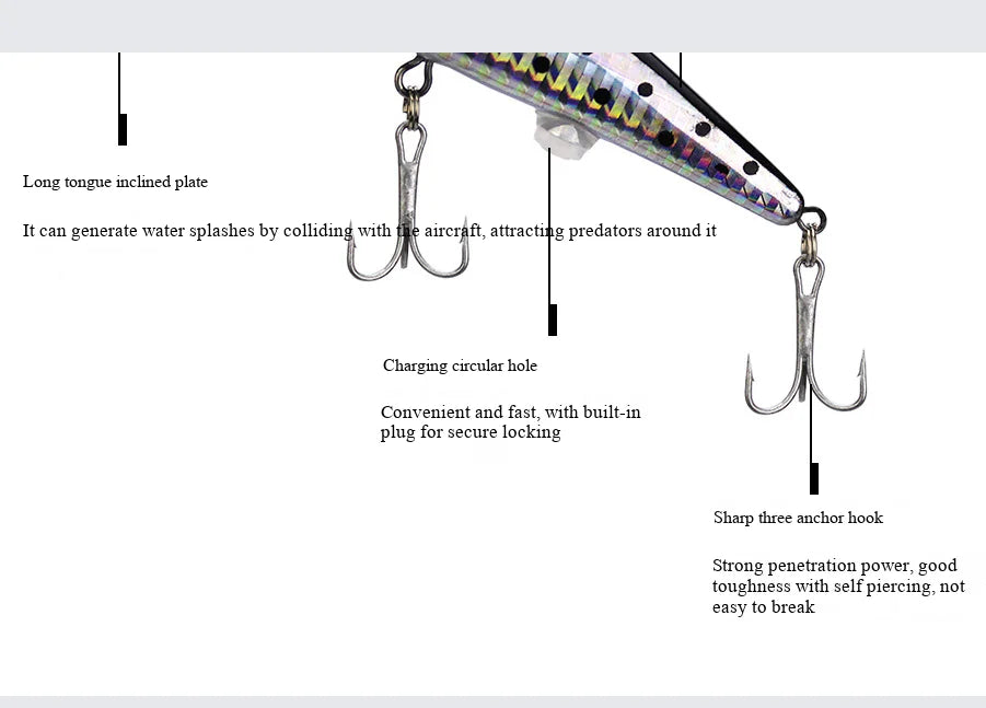 Simulated Fishing Lures Bait Electric Life-like Vibrate Fishing Lures USB Rechargeable Flashing LED Light Throw Luminous Bait