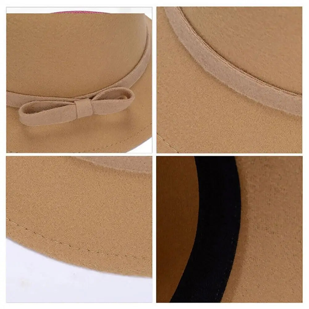 Brim Bowler Fedora Hats Elegant Women Vintage Retro Hat Wool Felt Bucket Cap Church Bowler Cloche Hats Autumn Winter Warm Hat