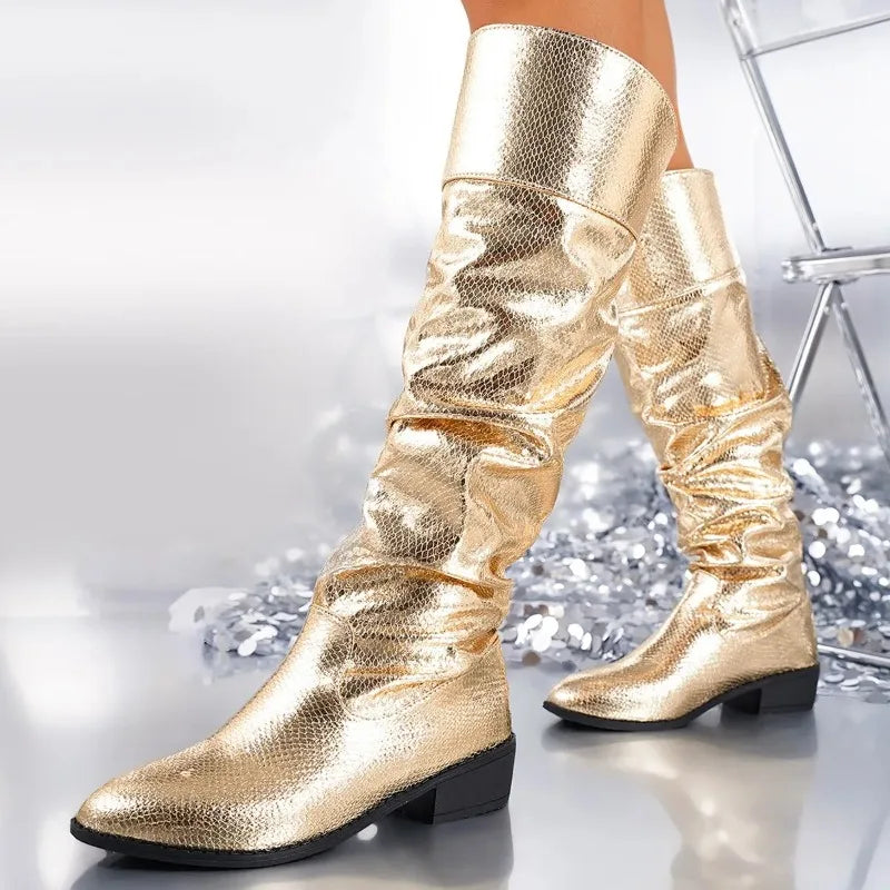 Women's Boots Knee-high Boots Women Shoes Fashion Western Cowgirls Women Boot Fashion Cowboy Leather Women 2025 New