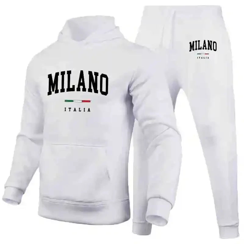 Men's sports hooded sweatshirt set  printed sweatshirt  sweatpants  hooded top  jogging pants  casual streetwear  sportswear