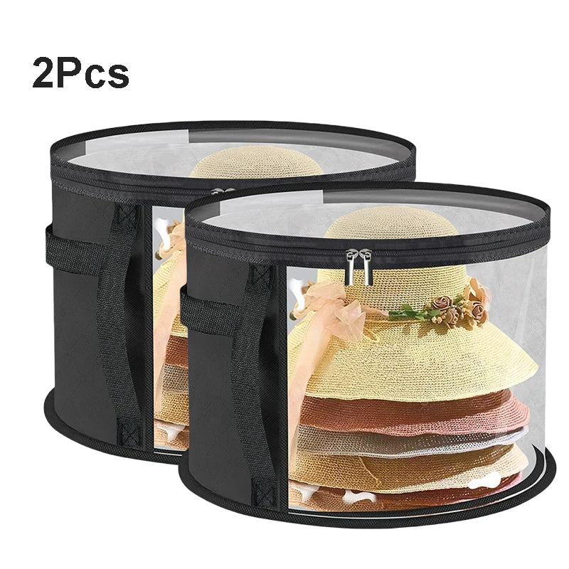 Hats Boxes for Women Storage Travel Large Round Hat Carrier Case Organizer Men Cowboys Caps Clothes Closet Storage Foldable