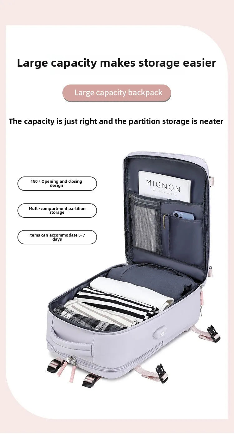 Travel Double-shoulder Backpack. Large Capacity and Multifunctional. Suitable for Ladies and Male Students. Travel Bag