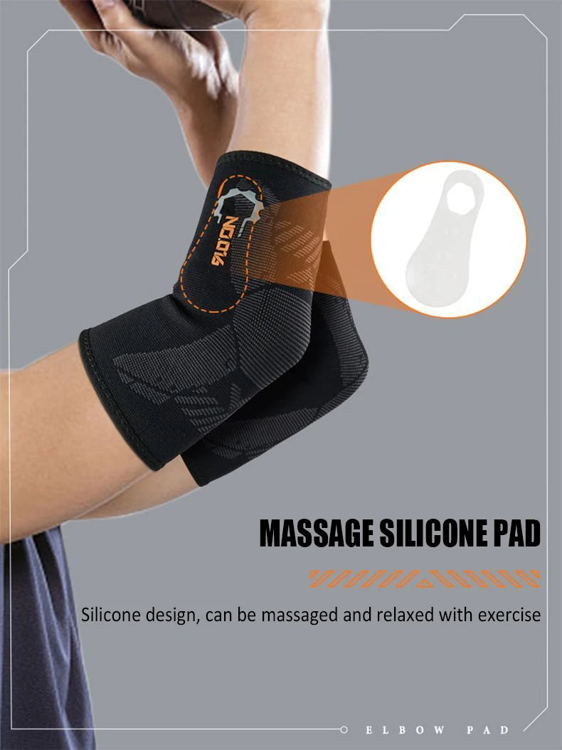 Sports Elbow Pads with Silicone Massage Tennis Arm Joint Sleeves Outdoor Basketball Arm Protectors Fitness Sport Protective Gear