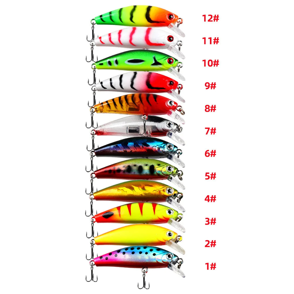 Fishing Lure 6.5g/5cm Sinking Minnow Peacock Bass Fishing Bait with 2 Trible Hook
