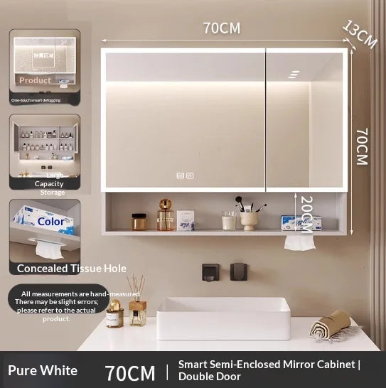 Bathroom Mirror LED Dimmable Touch Sensor Anti Fog Wall Mounted Vanity Makeup Table Full Body Mirror Household Bathroom Home