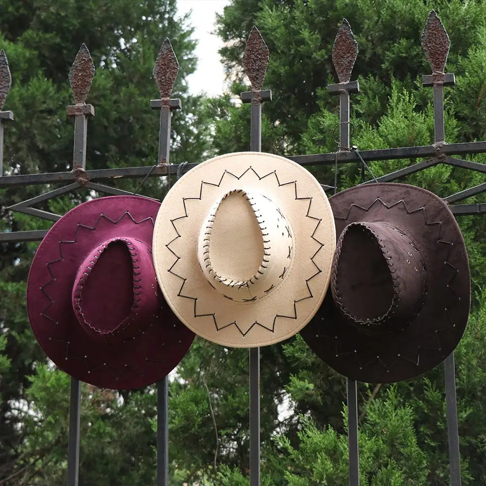 Women Men Cowboy Hat Western Suede Cowgirl Hats Fashion West Fancy Dress Party Headwear Unisex Cap