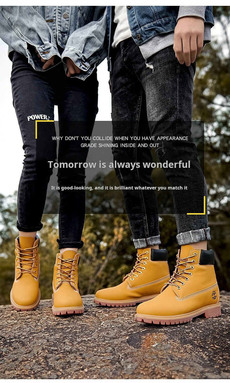 Boots Men High Top Boots Men's Leather Shoes Winter Fashion Shoes Outdoor Sneakers Lace Up Non-Slip Ankle Boots Male
