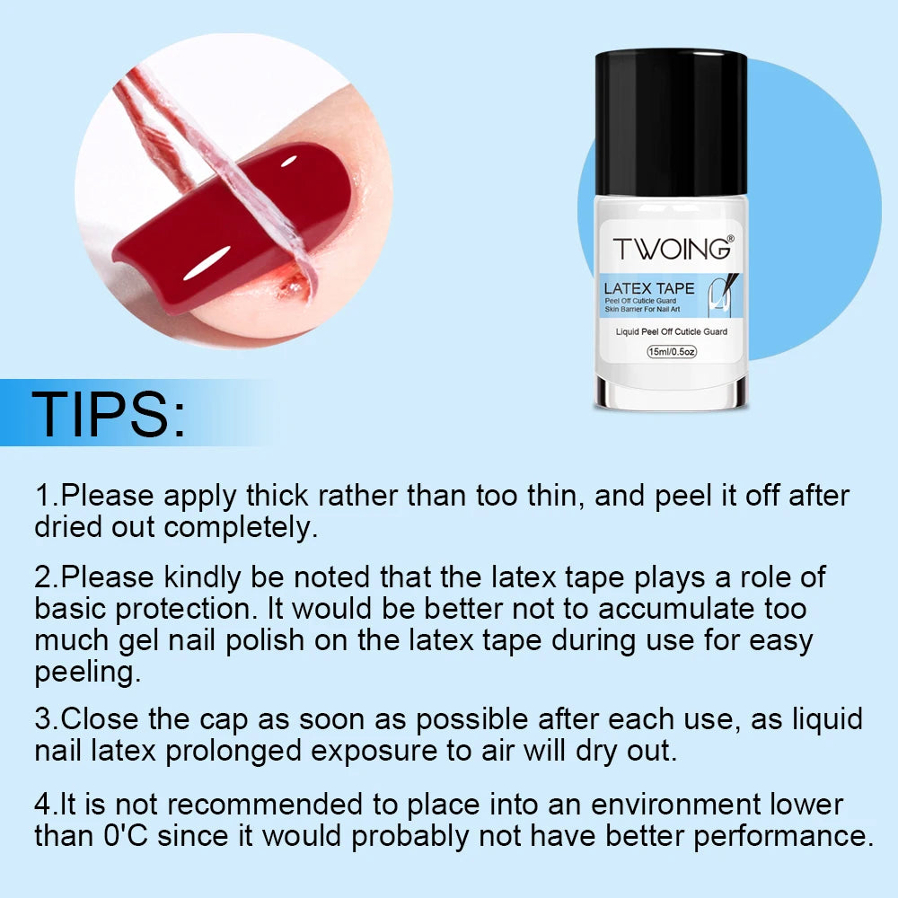 15mlNail Peel Off Liquid Anti-Overflow Glue Edge Latex Tape, Nail milk pad Peel OffCuticle Guard Nails Finger Lacquer Protectors