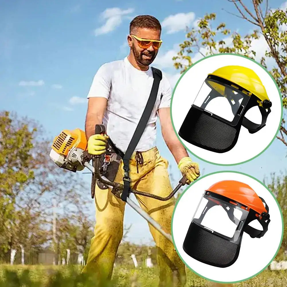 Garden Grass Trimmer Safety Helmet Hat With Full Face Mesh Protective Mask For  Logging Brush Cutter Forestry Protection